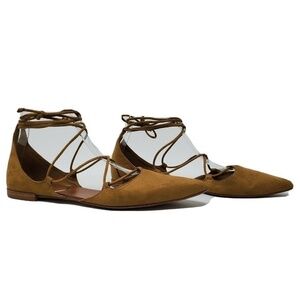 Zara Basic Ankle Tie Flats Size US 8 Shoes